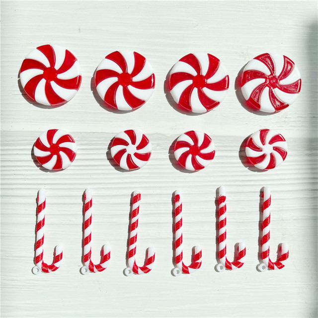 10 sztuk plastikowych bożonarodzeniowych cukierków w kształcie lasek - czerwone, białe, twarde - dekoracje świąteczne DIY do domu - Wianko - 5