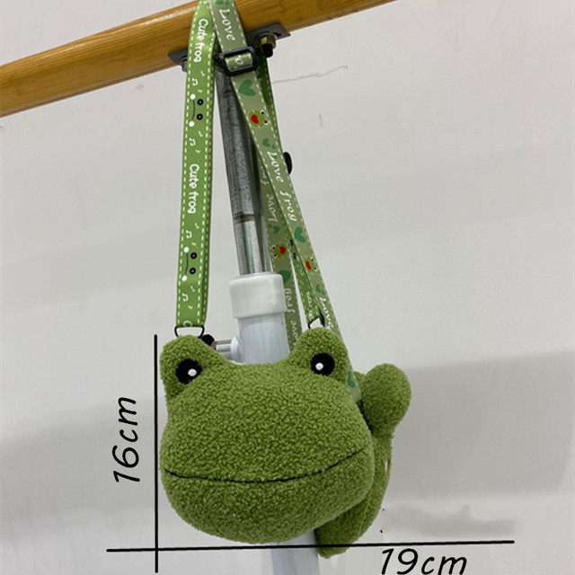 Pluszowa torba na ramię zielona żaba z motywem dziewczyny z zabawnymi lalkami na telefon i portfelem - damska torebka moneta - Wianko - 8