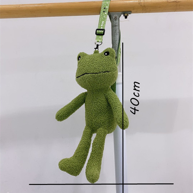 Pluszowa torba na ramię zielona żaba z motywem dziewczyny z zabawnymi lalkami na telefon i portfelem - damska torebka moneta - Wianko - 4