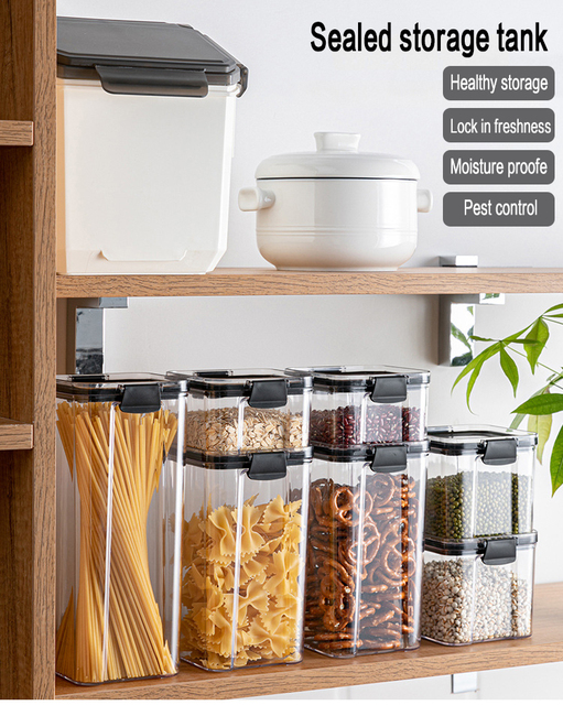 Pojemniki kuchenne na suche przechowywanie żywności – zestaw przezroczystych pudełek Spaghetti kluski zamknięte - Wianko - 17