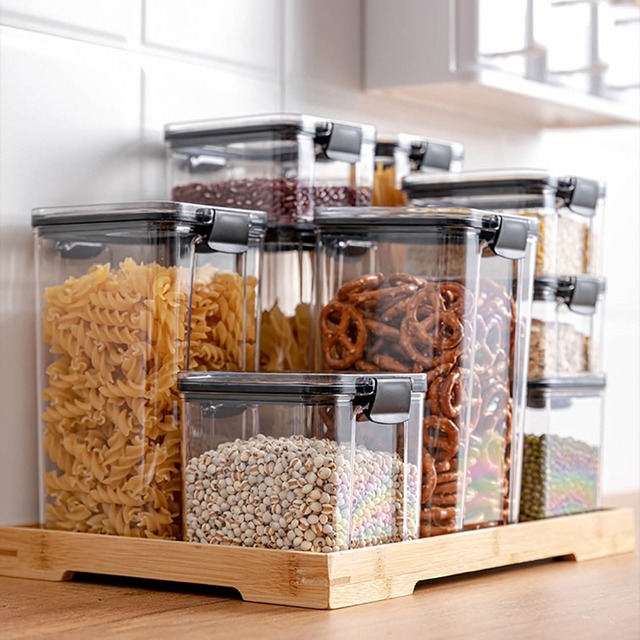 Pojemniki kuchenne na suche przechowywanie żywności – zestaw przezroczystych pudełek Spaghetti kluski zamknięte - Wianko - 12