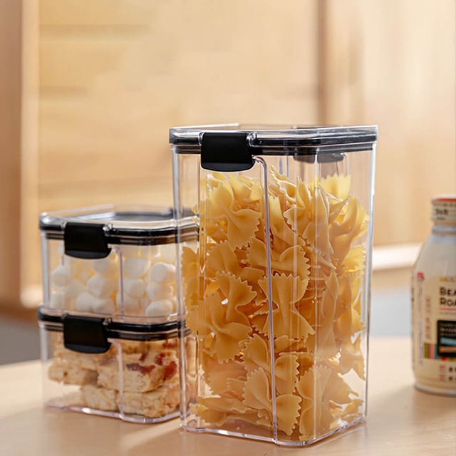 Pojemniki kuchenne na suche przechowywanie żywności – zestaw przezroczystych pudełek Spaghetti kluski zamknięte - Wianko - 14