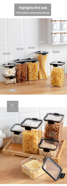 Pojemniki kuchenne na suche przechowywanie żywności – zestaw przezroczystych pudełek Spaghetti kluski zamknięte - Wianko - 19