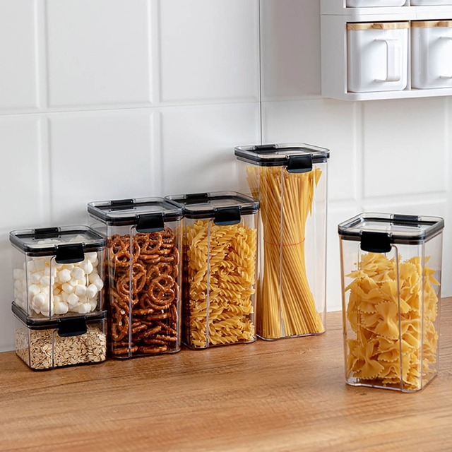 Pojemniki kuchenne na suche przechowywanie żywności – zestaw przezroczystych pudełek Spaghetti kluski zamknięte - Wianko - 15