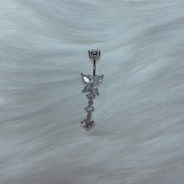 Kolczyk do pępka z motywem motyla - srebrny, wykonany ze złota prawdziwego 925 Sterling, biżuteria punkowa dla kobiet - Wianko - 8