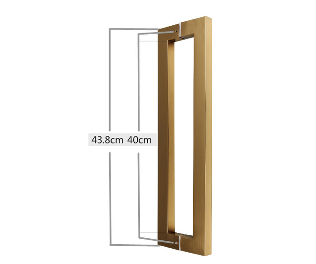 Szkło drzwiowe kwadratowe na wymiar z różowym światłem, uchwytem w kolorze złotym, wykonane ręcznie z drewna i ze stalowym uchwytem o długości 400 mm - Wianko - 4