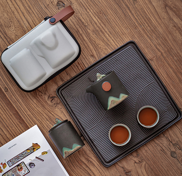 Ceramiczny zestaw do herbaty TANGPIN z 2 filiżankami - przenośny i idealny na podróże - górska elegancja - Wianko - 15
