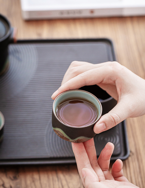 Ceramiczny zestaw do herbaty TANGPIN z 2 filiżankami - przenośny i idealny na podróże - górska elegancja - Wianko - 8
