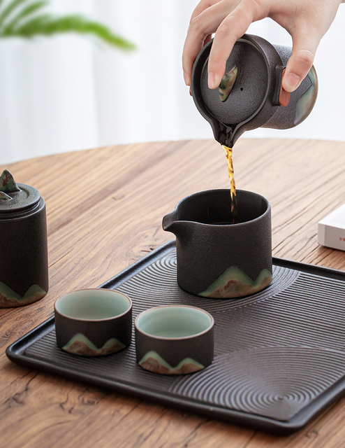 Ceramiczny zestaw do herbaty TANGPIN z 2 filiżankami - przenośny i idealny na podróże - górska elegancja - Wianko - 6