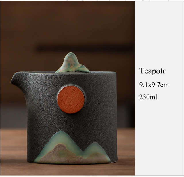 Ceramiczny zestaw do herbaty TANGPIN z 2 filiżankami - przenośny i idealny na podróże - górska elegancja - Wianko - 9