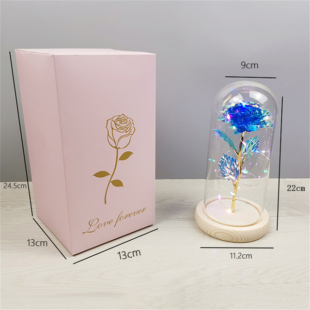 Prezent na urodziny i Dzień Matki - Sztuczne kwiaty róża LED w szklanej okładce - Wianko - 6