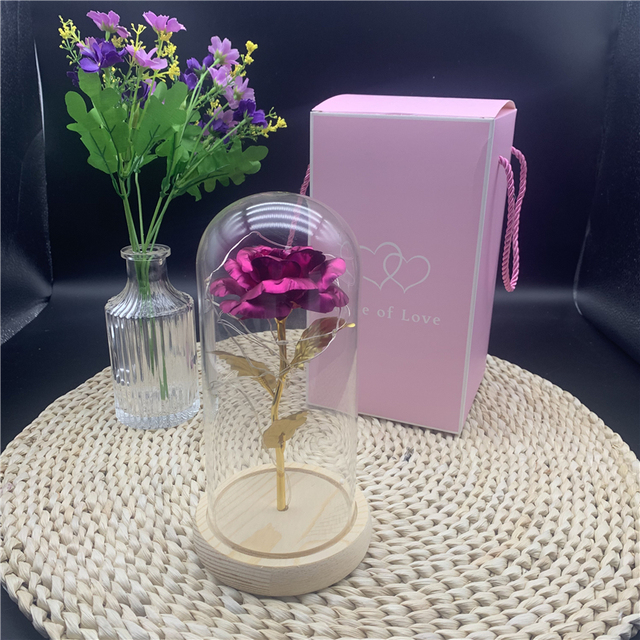 Prezent na urodziny i Dzień Matki - Sztuczne kwiaty róża LED w szklanej okładce - Wianko - 4