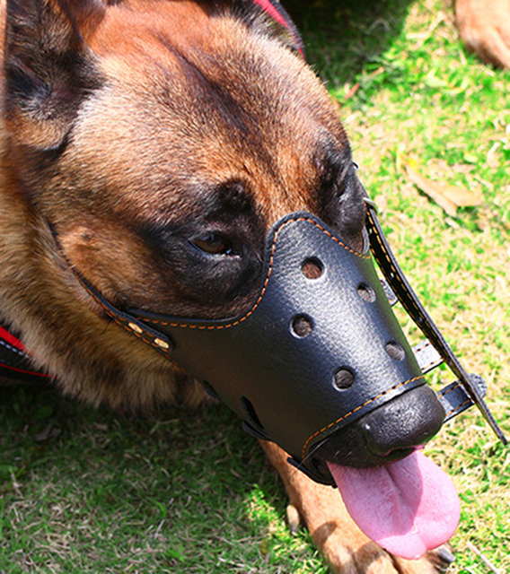 Kołnierz kagańca regulowany dla małych i dużych psów - PU skóra, maska anti-bite i anti-barking - Wianko - 5