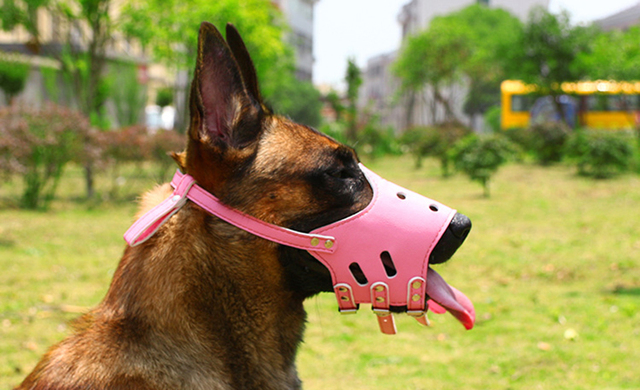 Kołnierz kagańca regulowany dla małych i dużych psów - PU skóra, maska anti-bite i anti-barking - Wianko - 7