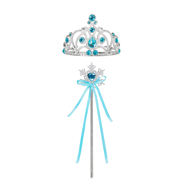 Naszyjnik korona Elsa Anna dla dzieci - zestaw naklejek, kolczyki serca i bransoletka Mrożona z pałąkiem na głowę księżniczka JYF - Wianko - 1
