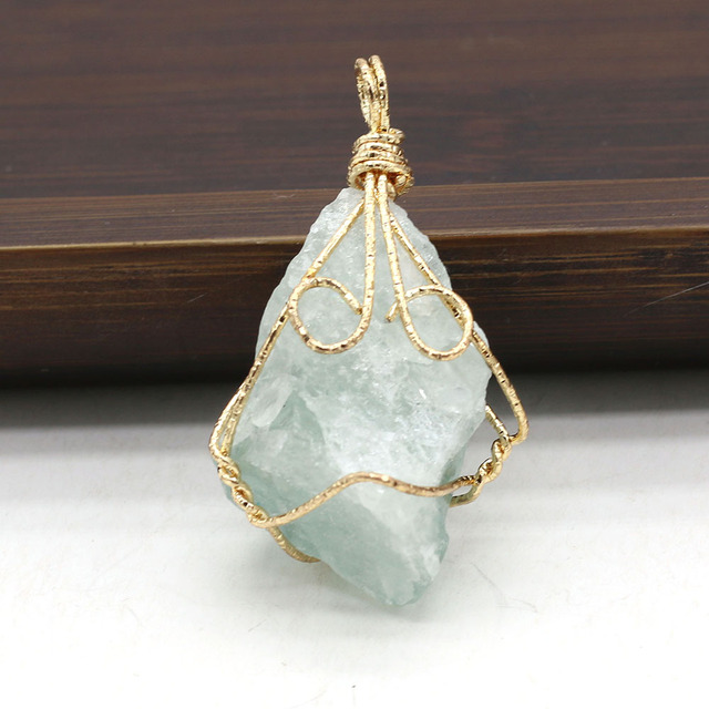Wisiorek kryształowy z naturalnego kamienia w nieregularnym kształcie, złoty drut, do tworzenia biżuterii DIY - Wianko - 12