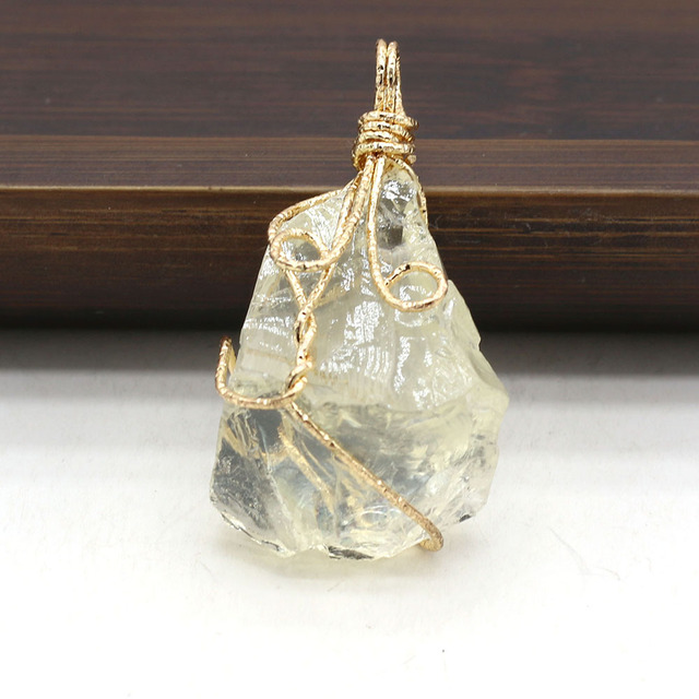 Wisiorek kryształowy z naturalnego kamienia w nieregularnym kształcie, złoty drut, do tworzenia biżuterii DIY - Wianko - 13