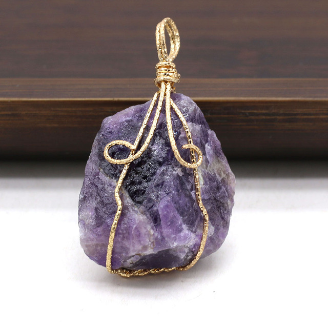 Wisiorek kryształowy z naturalnego kamienia w nieregularnym kształcie, złoty drut, do tworzenia biżuterii DIY - Wianko - 11