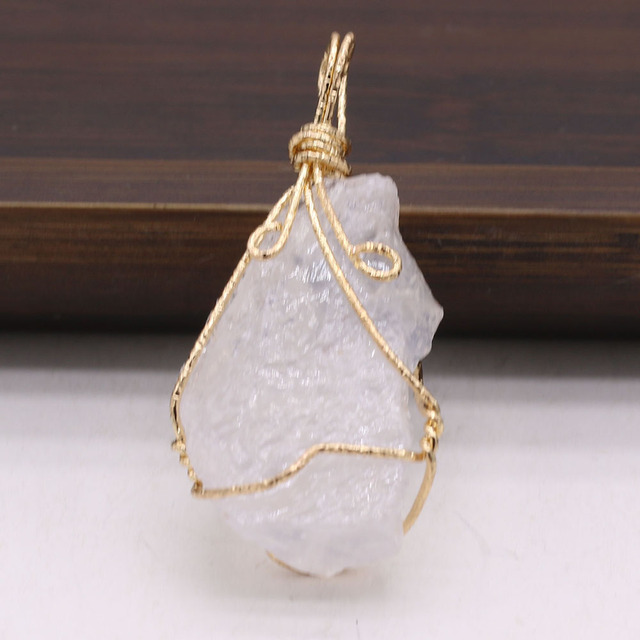 Wisiorek kryształowy z naturalnego kamienia w nieregularnym kształcie, złoty drut, do tworzenia biżuterii DIY - Wianko - 14