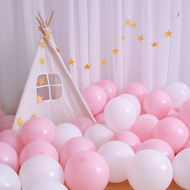 10/20 sztuk różowy biały Macaron lateksowe balony - dekoracje na imprezę urodzinową, ślubne, Baby Shower - Wianko - 4