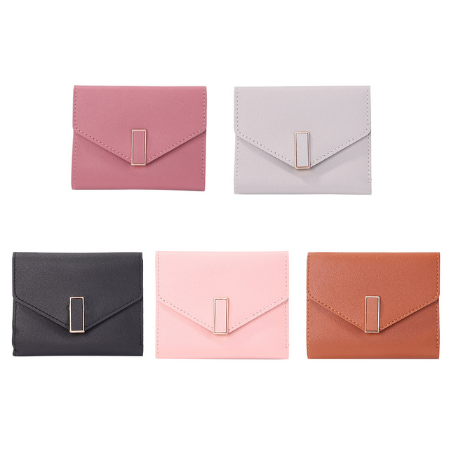 Stylowy damski portfel potrójnie składany z klamerką w jednolitym kolorze - Wianko - 11