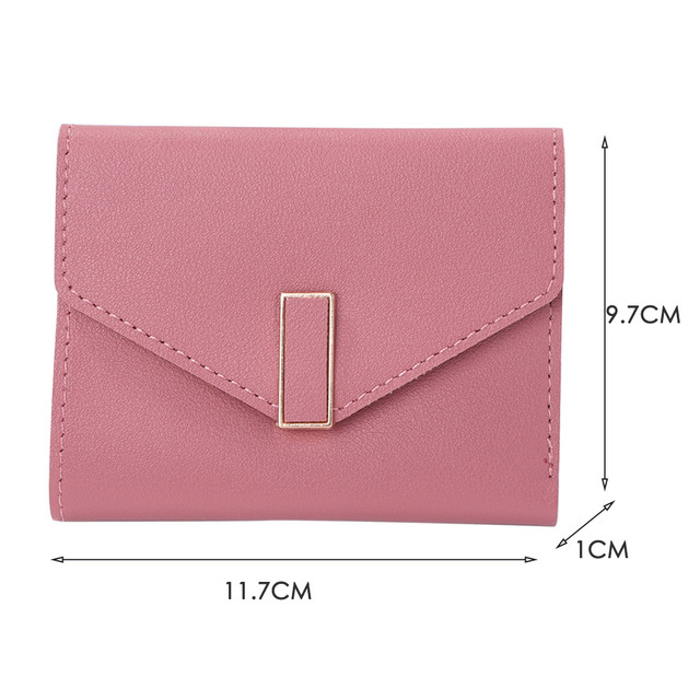 Stylowy damski portfel potrójnie składany z klamerką w jednolitym kolorze - Wianko - 15