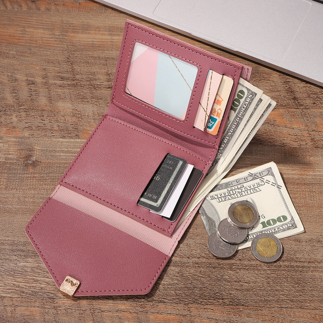 Stylowy damski portfel potrójnie składany z klamerką w jednolitym kolorze - Wianko - 10