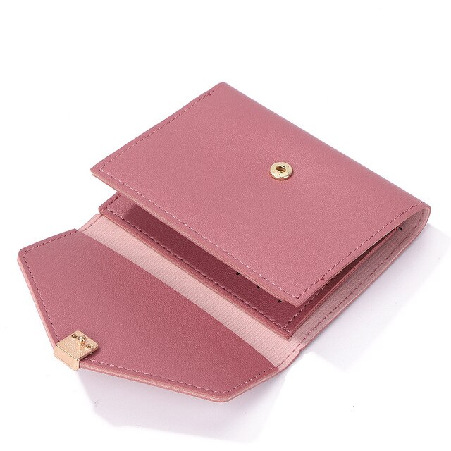 Stylowy damski portfel potrójnie składany z klamerką w jednolitym kolorze - Wianko - 12
