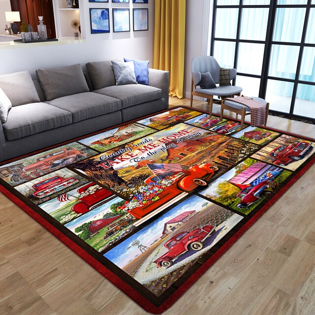 Wspaniały dywan 3D z kwiatowym motywem dla salonu, sypialni, łazienki - czerwone ptaki, duża powierzchnia, antypoślizgowy - Wianko - 8
