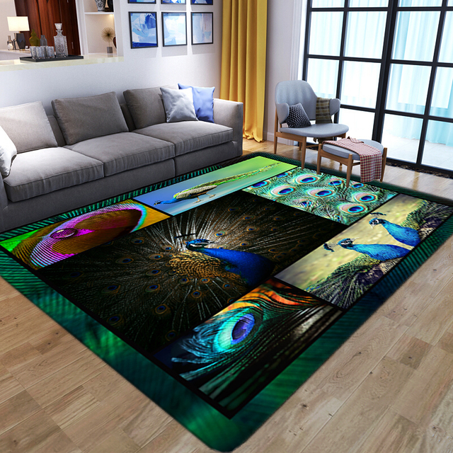 Wspaniały dywan 3D z kwiatowym motywem dla salonu, sypialni, łazienki - czerwone ptaki, duża powierzchnia, antypoślizgowy - Wianko - 22