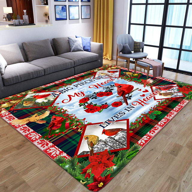 Wspaniały dywan 3D z kwiatowym motywem dla salonu, sypialni, łazienki - czerwone ptaki, duża powierzchnia, antypoślizgowy - Wianko - 10