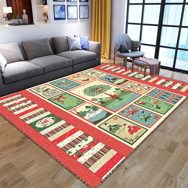 Wspaniały dywan 3D z kwiatowym motywem dla salonu, sypialni, łazienki - czerwone ptaki, duża powierzchnia, antypoślizgowy - Wianko - 4
