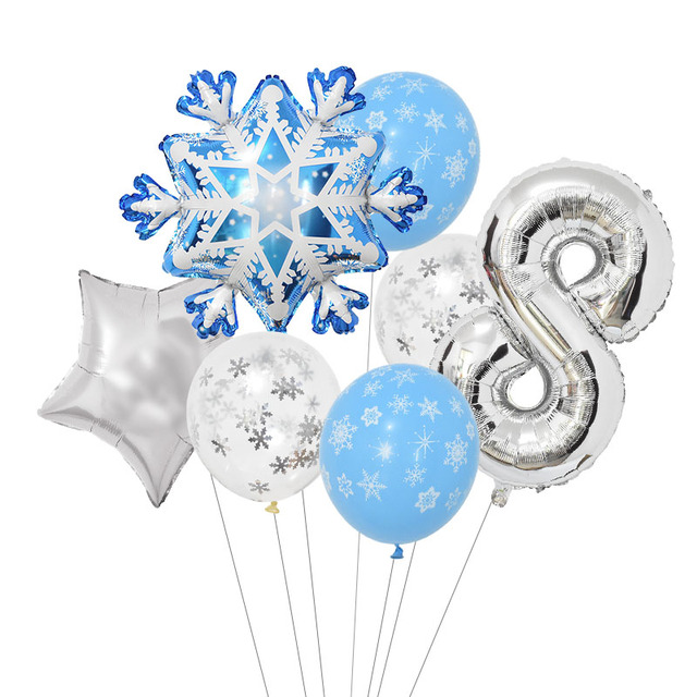 Zestaw balonów w kształcie cyfr i śnieżynki z konfetti - dekoracja urodzinowa Elsa z Mrożonego dla dzieci - Wianko - 10