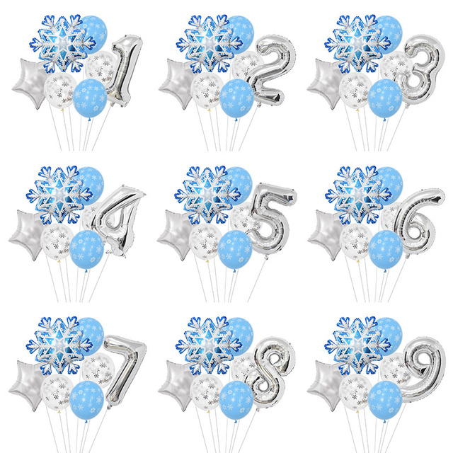 Zestaw balonów w kształcie cyfr i śnieżynki z konfetti - dekoracja urodzinowa Elsa z Mrożonego dla dzieci - Wianko - 1