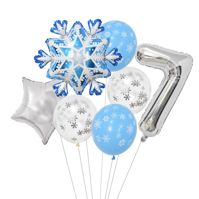Zestaw balonów w kształcie cyfr i śnieżynki z konfetti - dekoracja urodzinowa Elsa z Mrożonego dla dzieci - Wianko - 9