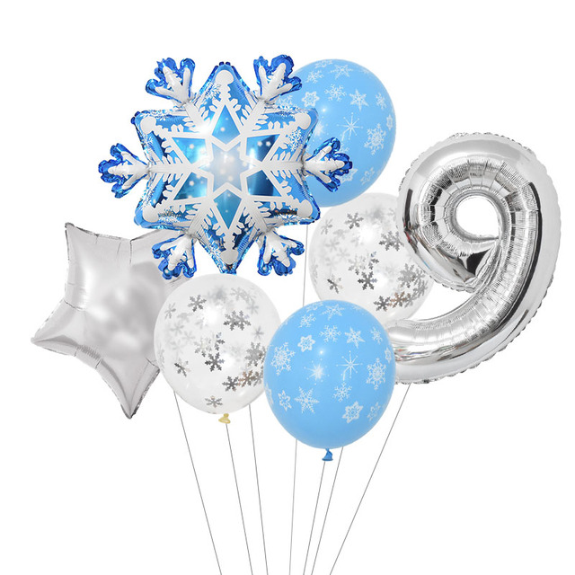 Zestaw balonów w kształcie cyfr i śnieżynki z konfetti - dekoracja urodzinowa Elsa z Mrożonego dla dzieci - Wianko - 11