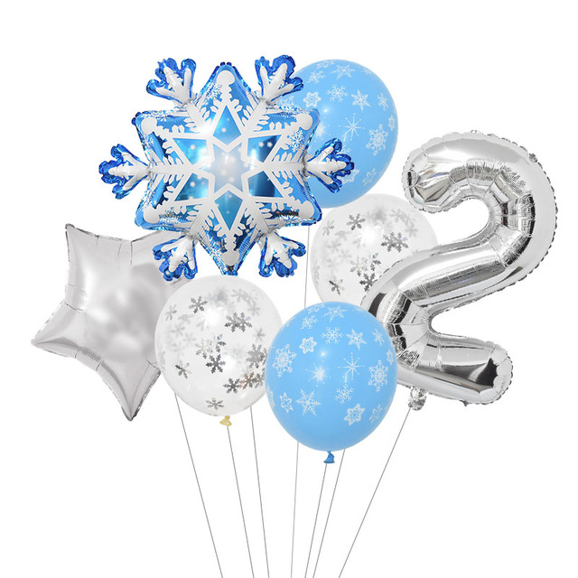 Zestaw balonów w kształcie cyfr i śnieżynki z konfetti - dekoracja urodzinowa Elsa z Mrożonego dla dzieci - Wianko - 5