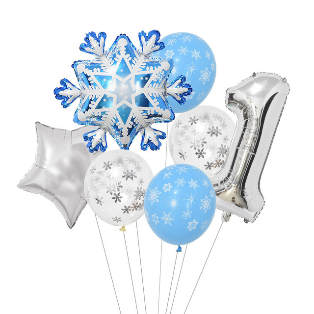 Zestaw balonów w kształcie cyfr i śnieżynki z konfetti - dekoracja urodzinowa Elsa z Mrożonego dla dzieci - Wianko - 3
