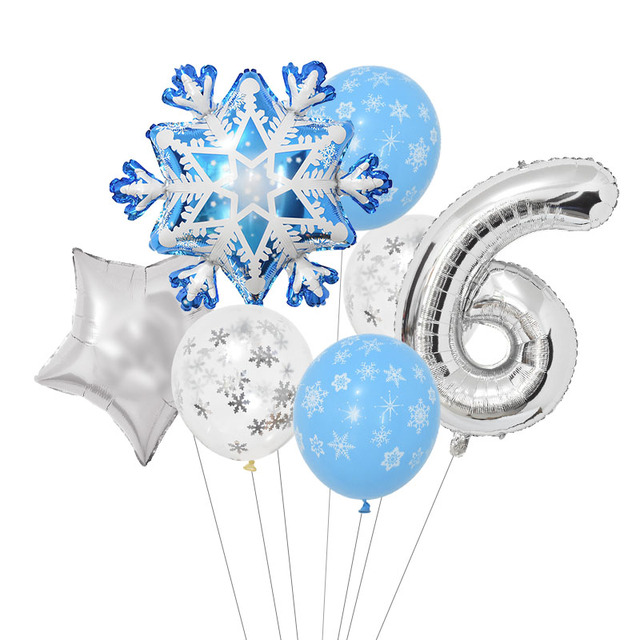 Zestaw balonów w kształcie cyfr i śnieżynki z konfetti - dekoracja urodzinowa Elsa z Mrożonego dla dzieci - Wianko - 8