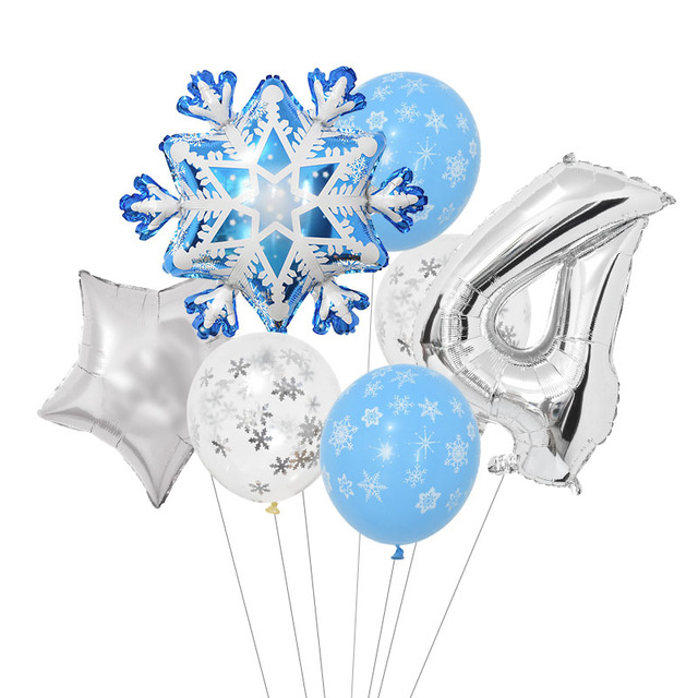 Zestaw balonów w kształcie cyfr i śnieżynki z konfetti - dekoracja urodzinowa Elsa z Mrożonego dla dzieci - Wianko - 6