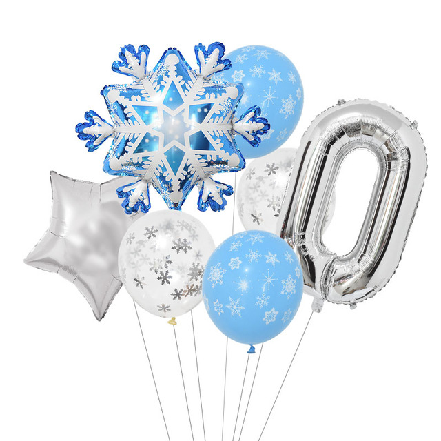 Zestaw balonów w kształcie cyfr i śnieżynki z konfetti - dekoracja urodzinowa Elsa z Mrożonego dla dzieci - Wianko - 4