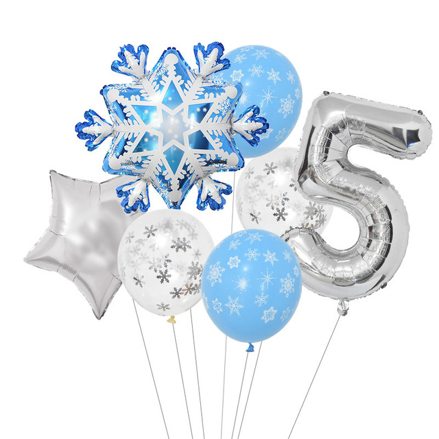 Zestaw balonów w kształcie cyfr i śnieżynki z konfetti - dekoracja urodzinowa Elsa z Mrożonego dla dzieci - Wianko - 7