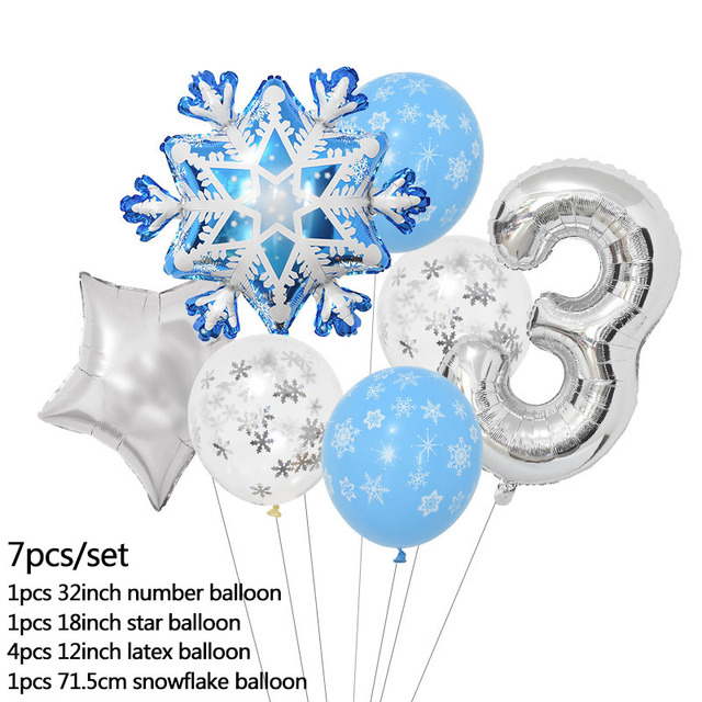 Zestaw balonów w kształcie cyfr i śnieżynki z konfetti - dekoracja urodzinowa Elsa z Mrożonego dla dzieci - Wianko - 2