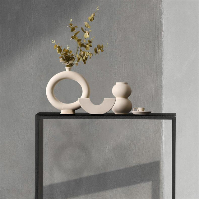 Skandynawska minimalistyczna dekoracja ceramiczna - wazon z suszonymi kwiatami i kompozycją kwiatową dla salonu - Wianko - 6