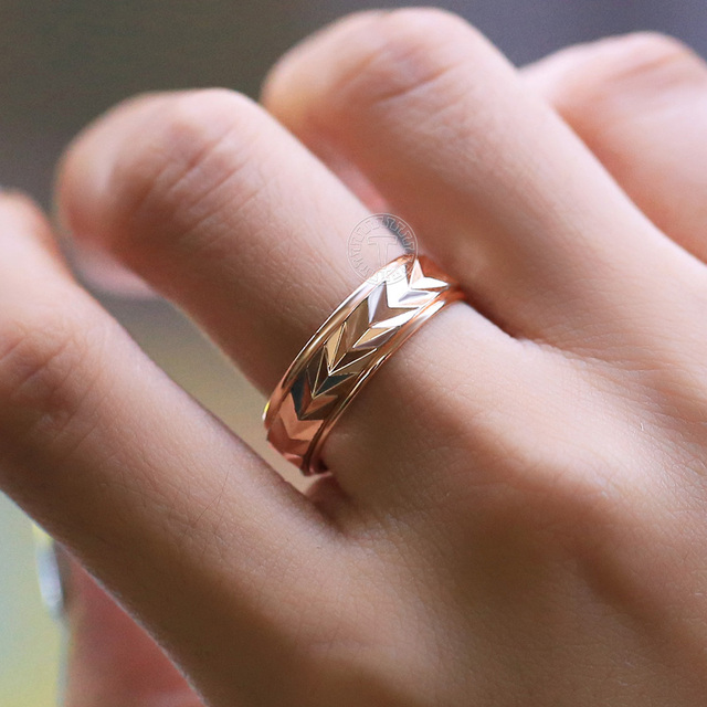 Różowe złoto wypełnione pierścienie Spinner 6mm 585 dla kobiet - DGR78 - Wianko - 7