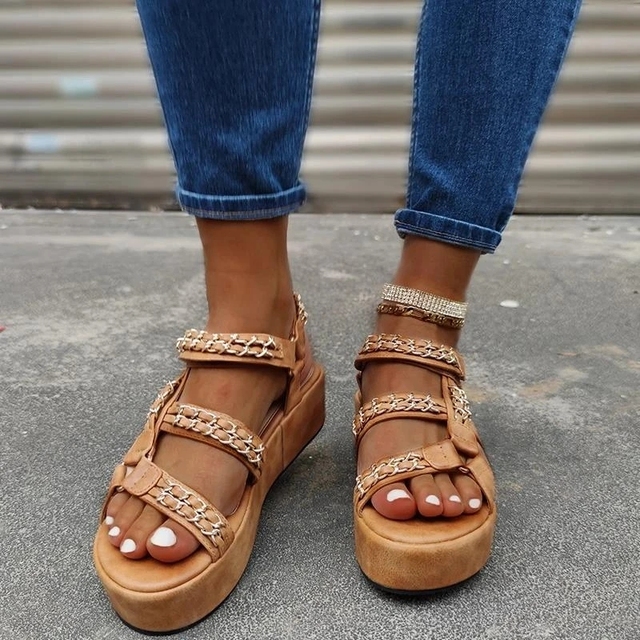Wysokie damskie sandały na platformie w stylu casual Plus Size w cętki - Wianko - 7