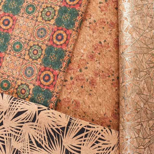 Skóra syntetyczna na tle do tapicerki, torby i butów - 100*137cm, naturalne drewno korkowe - Wianko - 11