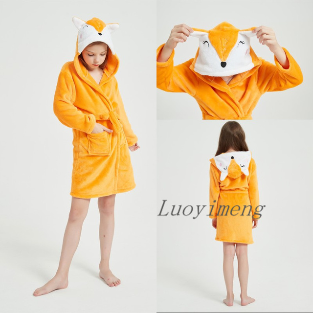 Kigurumi Animal szlafrok kąpielowy dziecięcy z kapturem - bielizna nocna flanelowy ręcznik plażowy - Wianko - 5