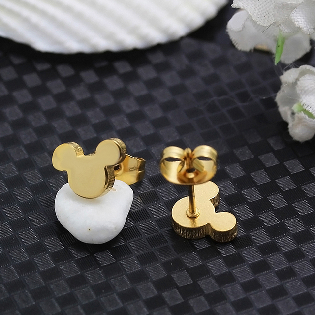 Nierdzewna biżuteria ze stali - zestaw kolczyków i naszyjnik z motywem Mickey, idealny prezent na Walentynki - Wianko - 6