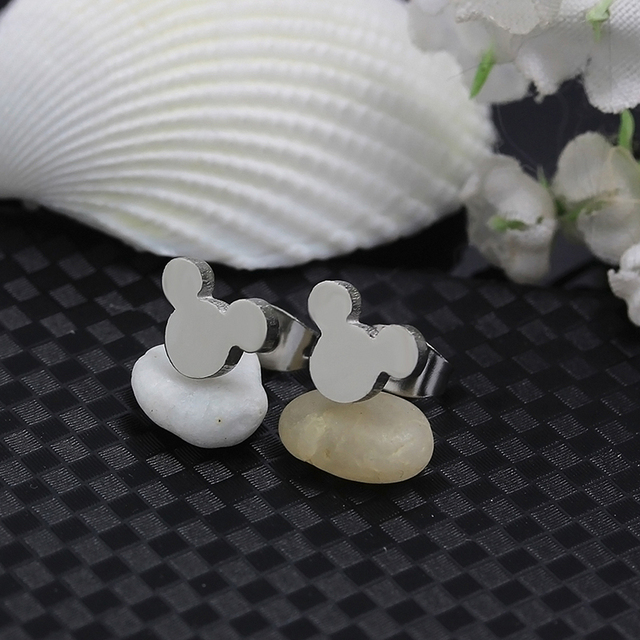 Nierdzewna biżuteria ze stali - zestaw kolczyków i naszyjnik z motywem Mickey, idealny prezent na Walentynki - Wianko - 5